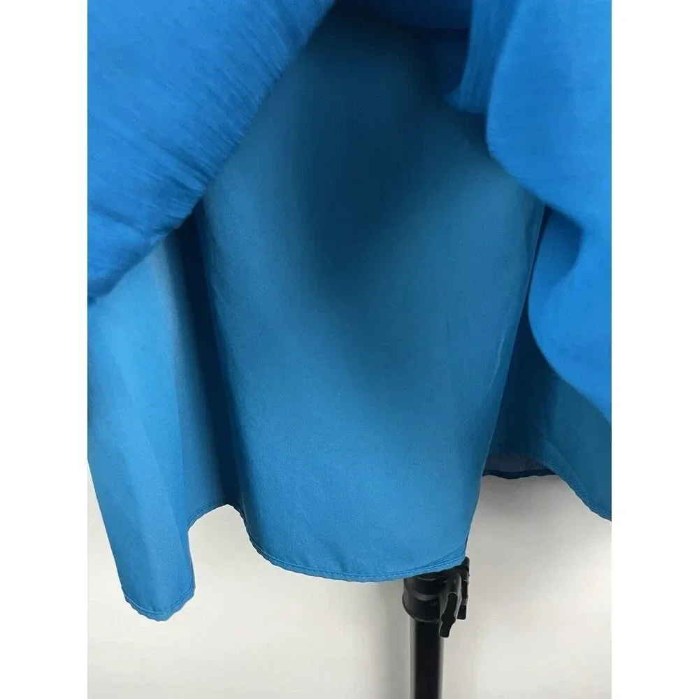 J. Crew Blue 100% Silk Crinkle Chiffon Flowy Strapless Mini‎ Dress Size 0P